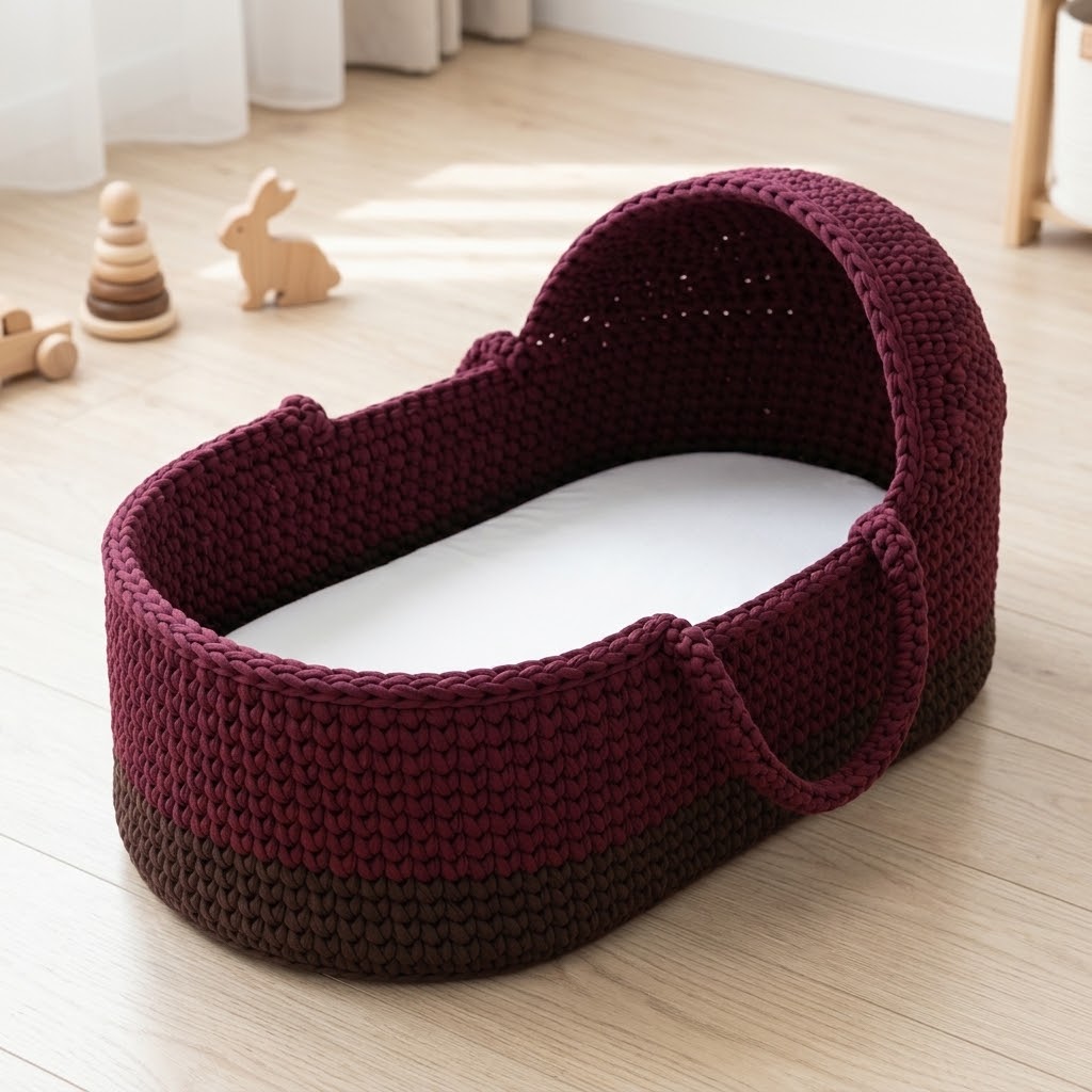 Kit Couffin Bébé en Crochet – Base en Bois 70×35 cm