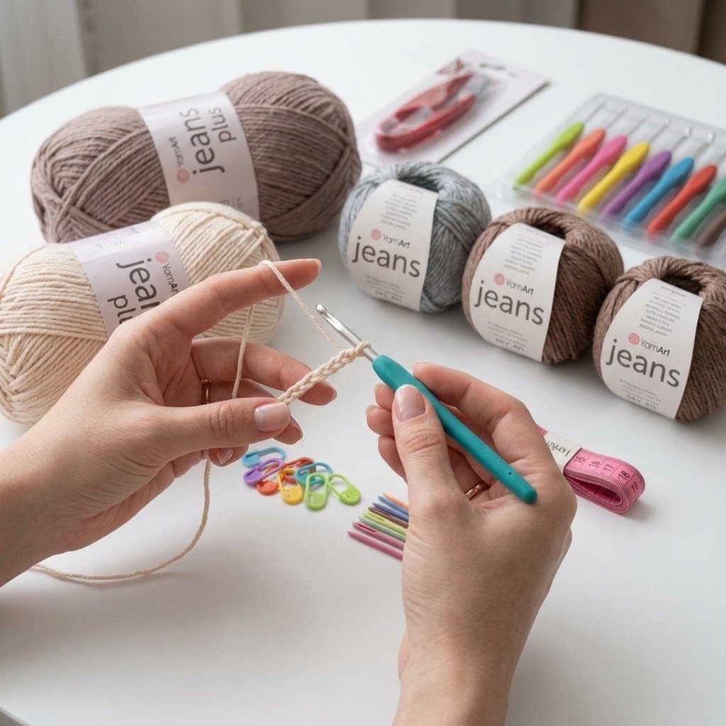 Kit Crochet Coton Premium Créations Libres – Taupe & Gris