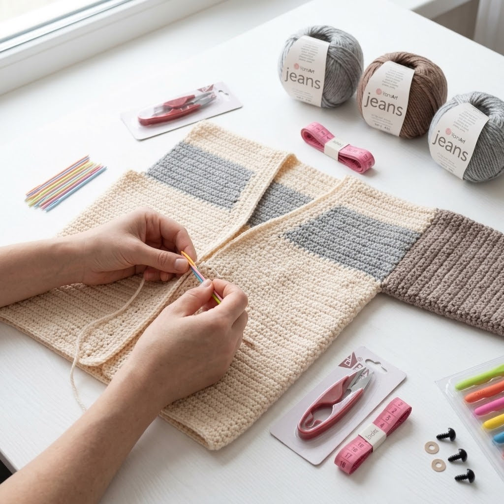 Kit Crochet Coton Premium Créations Libres – Taupe & Gris