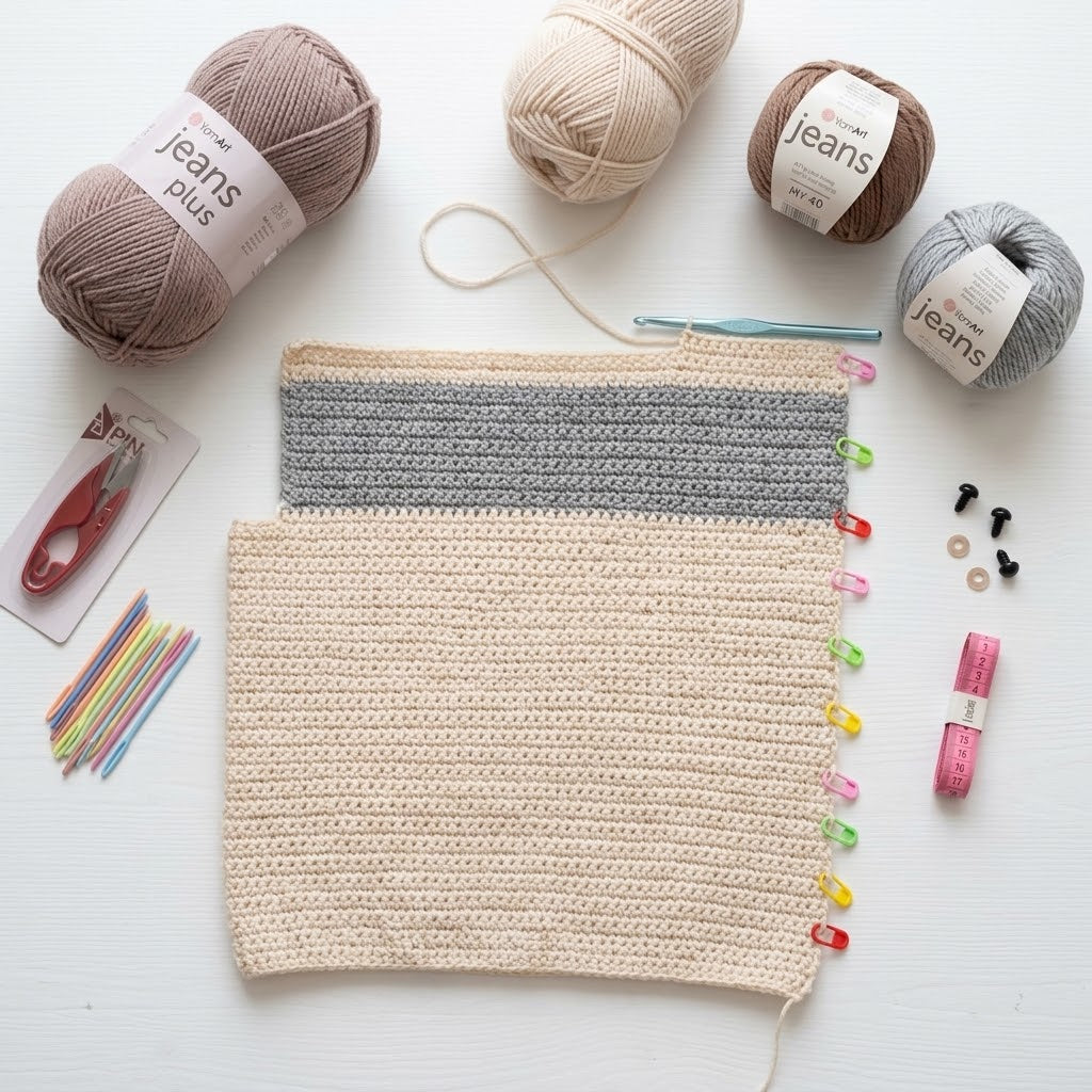Kit Crochet Coton Premium Créations Libres – Taupe & Gris