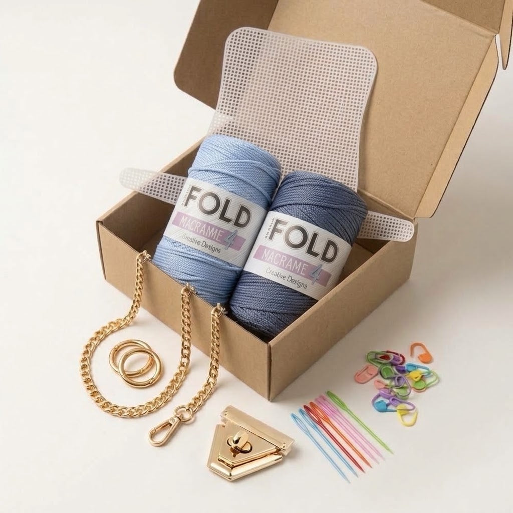 Kit Sac Macramé – Bleu Jean & Bleu Ciel
