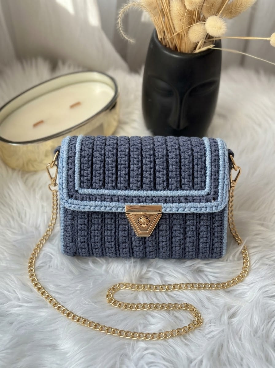 Kit Sac Macramé – Bleu Jean & Bleu Ciel