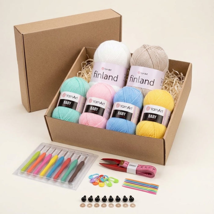 Kit Crochet Débutant – Blanc & Beige