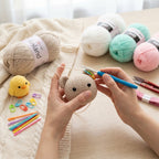 Kit Crochet Débutant – Blanc & Beige