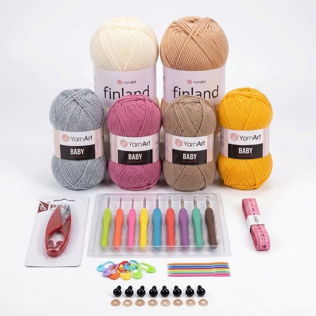 Kit Crochet Débutant – Crème & Camel