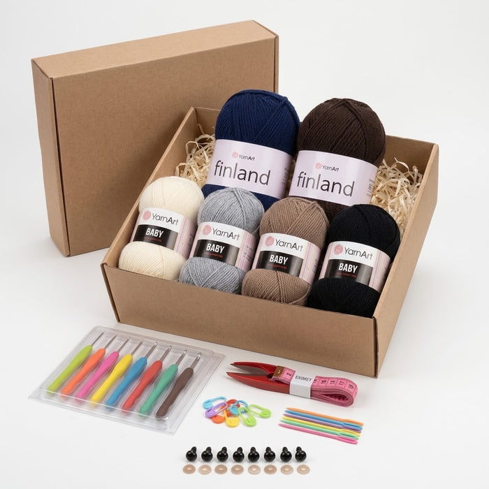Kit Crochet Débutant – Bleu Marine & Chocolat