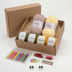 Kit Crochet Coton Premium Créations Libres – Olive & Moutarde