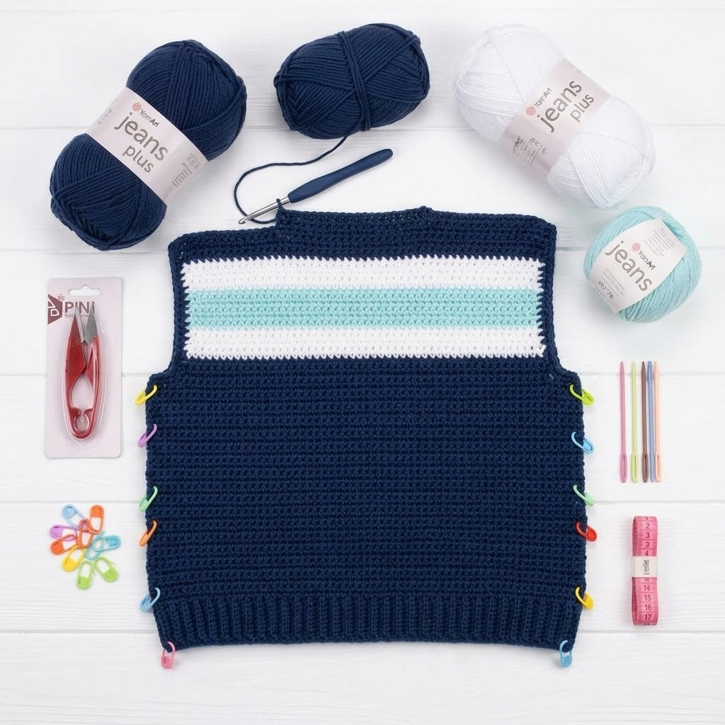 Kit Crochet Coton Premium Créations Libres – Bleu & Menthe