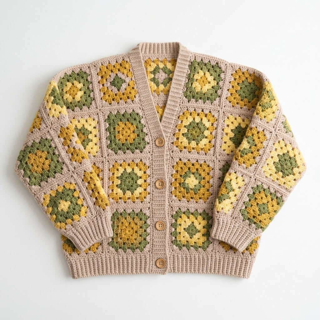 Kit Crochet Coton Premium Créations Libres – Olive & Moutarde